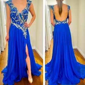 Stunning Royal Blue Chiffon Gown